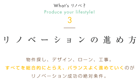 リノベーションの進め方｜What'sリノベ？｜タカノホームリノベーションサイト　福岡　リフォーム